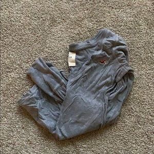 Gray Hollister V Neck Long Sleeve Tee